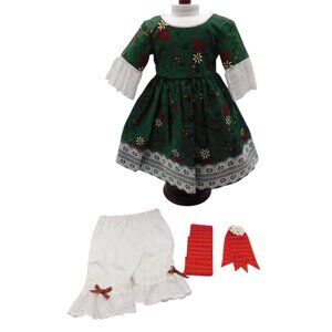 Handmade Green Holiday Civil War Era Dress Fits American Girl DOLL NOT INCLUDED